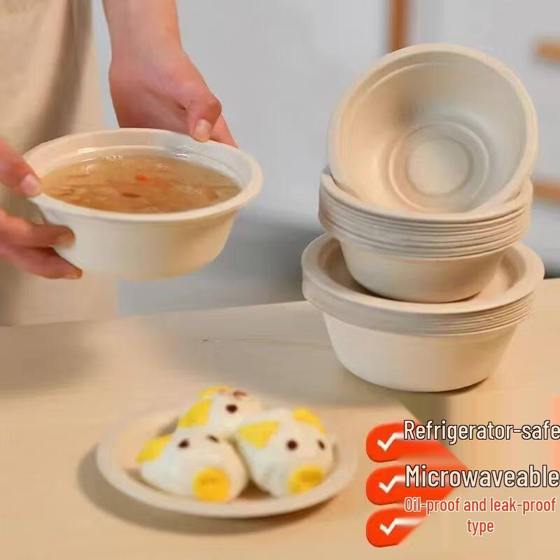 Kashicong Biodegradable Disposable Paper Bowls with Lids