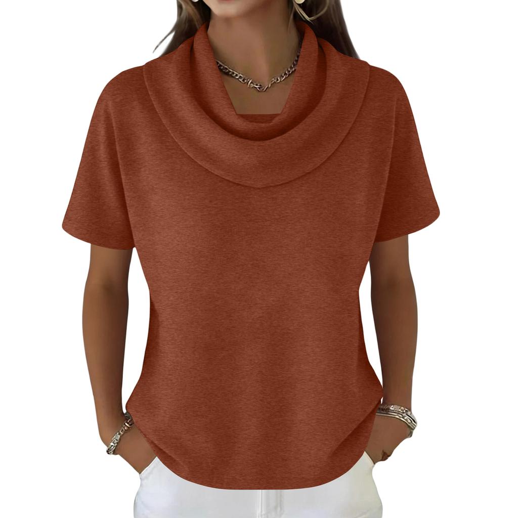 Women's Casual And Fashionable Round Neck Short Sleeved Color Top Sweater