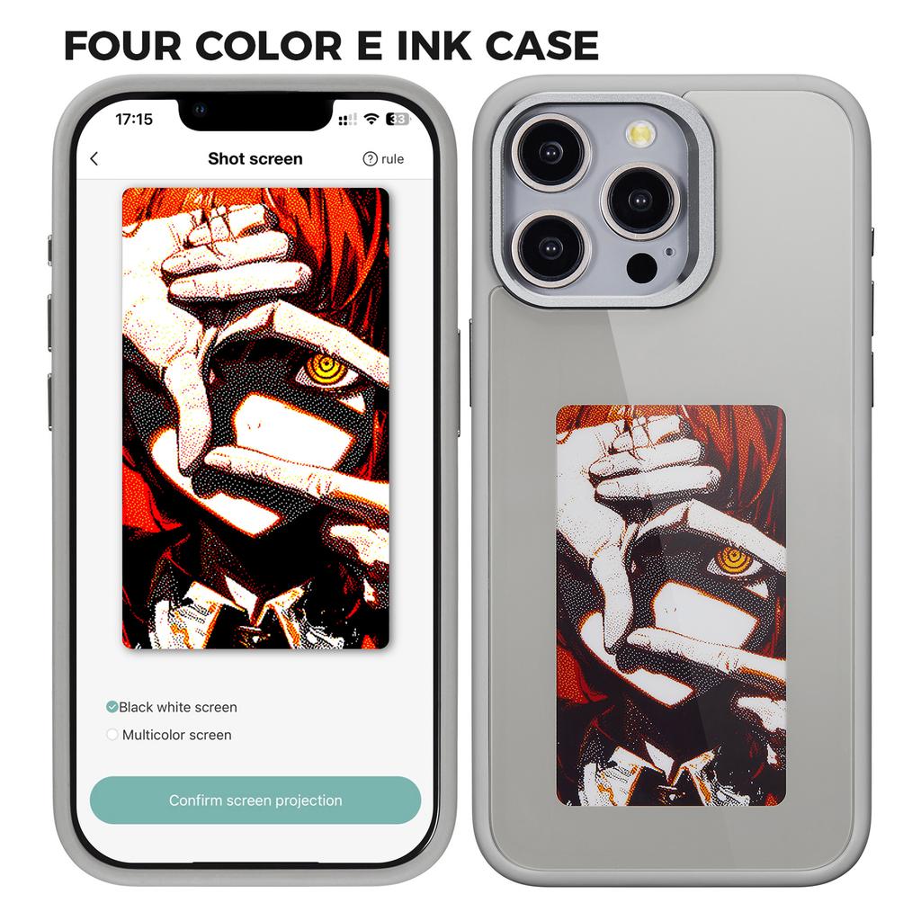 För iPhone 13 Pro E Ink-skal 4-färgsdisplay Telefonfodral NFC-projektion Anpassat mönster