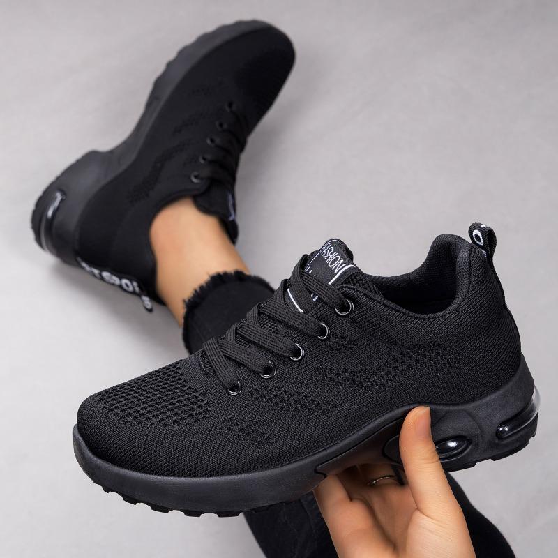 Women's shoes large size shoes children's casual air cushion running shoes breathable fly-woven mesh shoes air cushion single shoes
