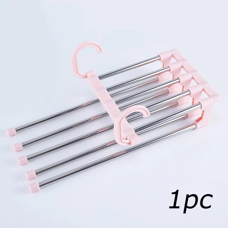 5 in 1 Stainless Steel Pants Rack Wardrobe Storage Adjustable Magic Trouser Hangers Multifunction Towel Shelves Closet Organizer