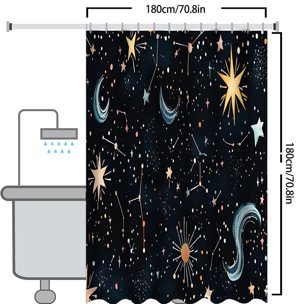 Starry Sky Modern Stye Bathing Curtain  Bathroom Shower Curtain Waterproof With 12 Hooks Home Deco Free Ship