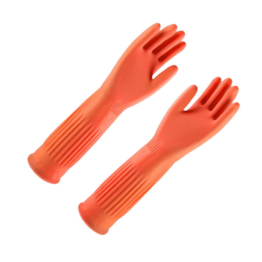 

1 пара бытовых длинных резиновых перчаток, водонепроницаемые, для очистки, покраски, нескользящие, промышленные перчатки, универсальные, красные, S