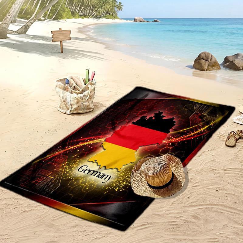 Germany Football Print Beach Towel Quick Dry Super Absorbent Soft Bath Towel for Swimming Beach Travel Fan Souvenir Gift