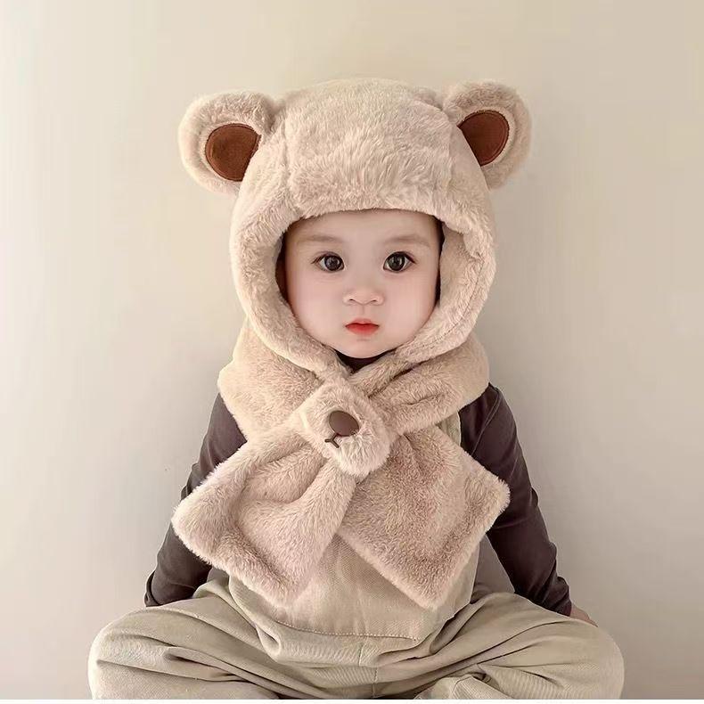 Cute Bear Hat & Scarf Set for Kids - Plush, Warm, Winter Style