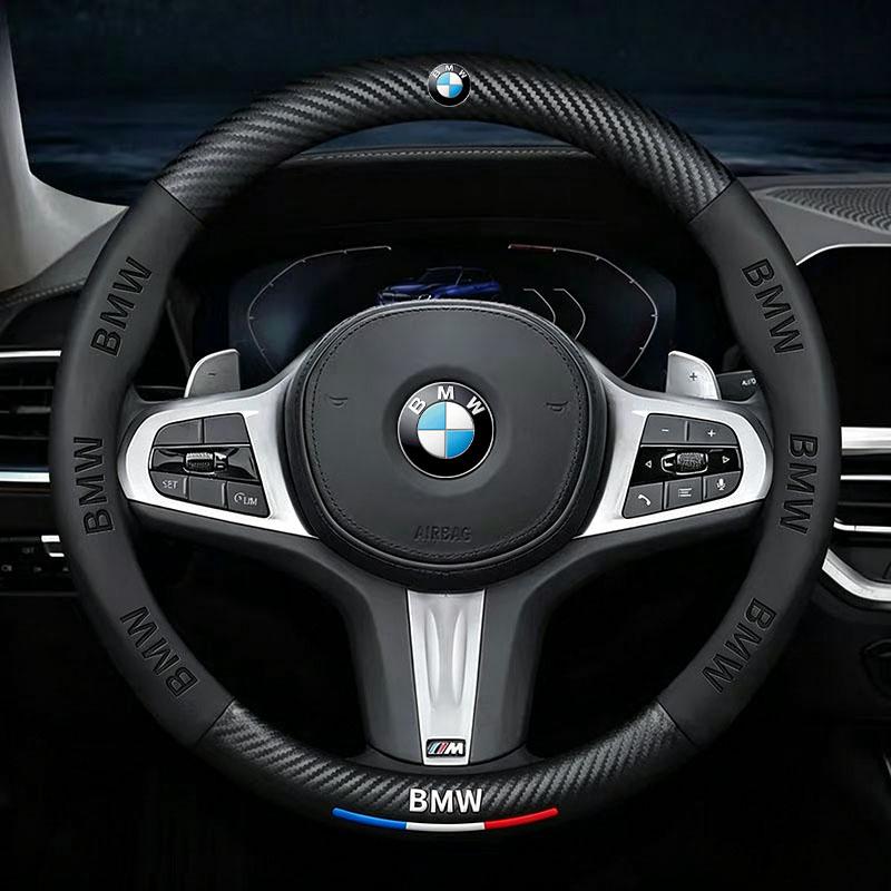 RPGN6 Carbon Fiber Leather Steering Wheel Cover Breathable Non-slip For BMW M X5 E70 E91 F11 F30 F31 F10 X3 F25 E30 E46 Accessories