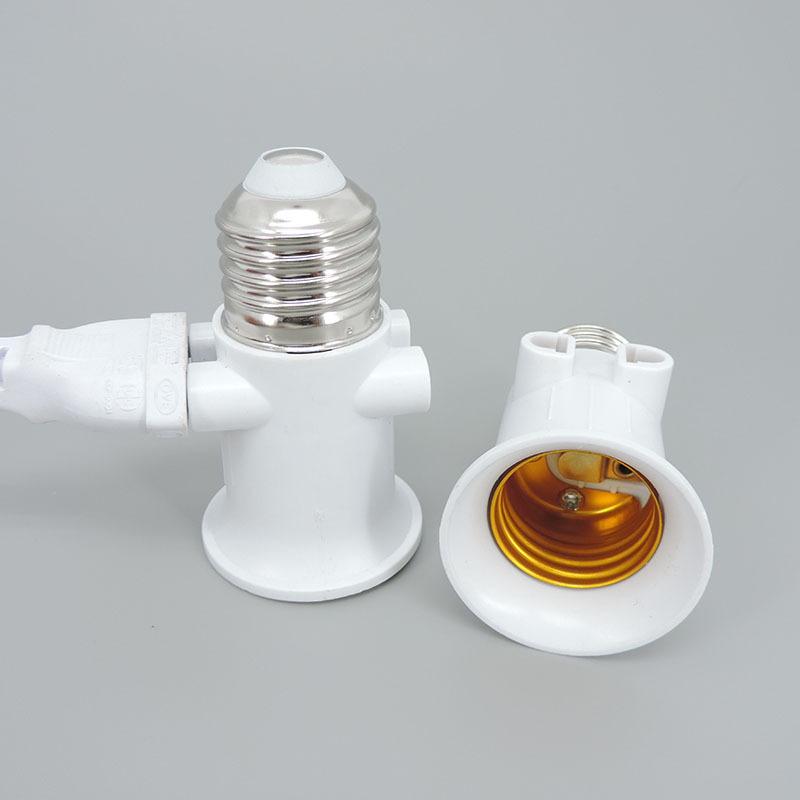 AC 100-240V E27 To E27 2-pin EU Plug LED Bulb Lamp Adapter Lighting ABS Holder Base Connector Screw Light Socket Conversion 4A P
