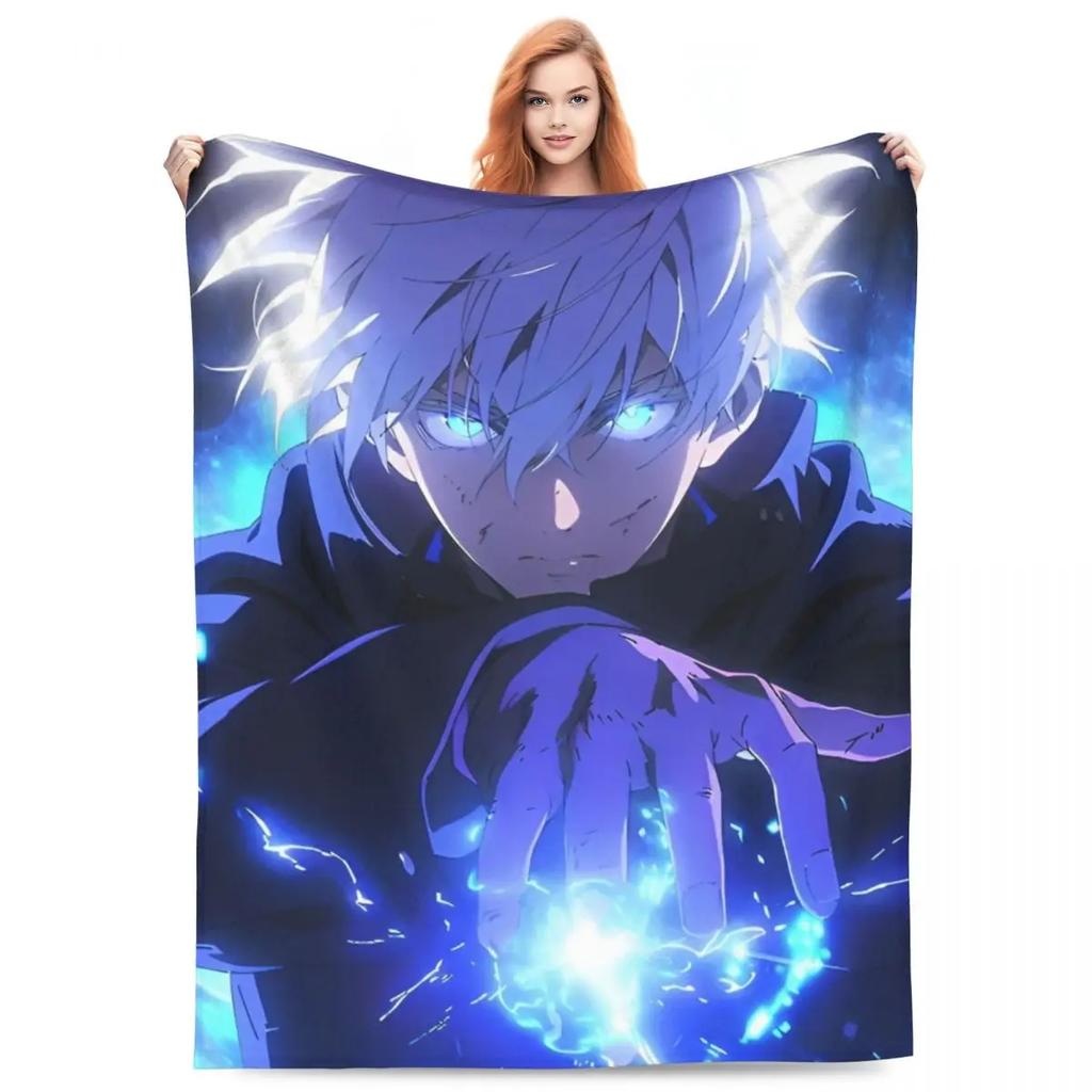 Gojo Satoru Knitted Blanket Anime Jujutsu Kaisen Flannel Throw Blanket Summer Air Conditioning Personalised Soft Warm Bedspreads