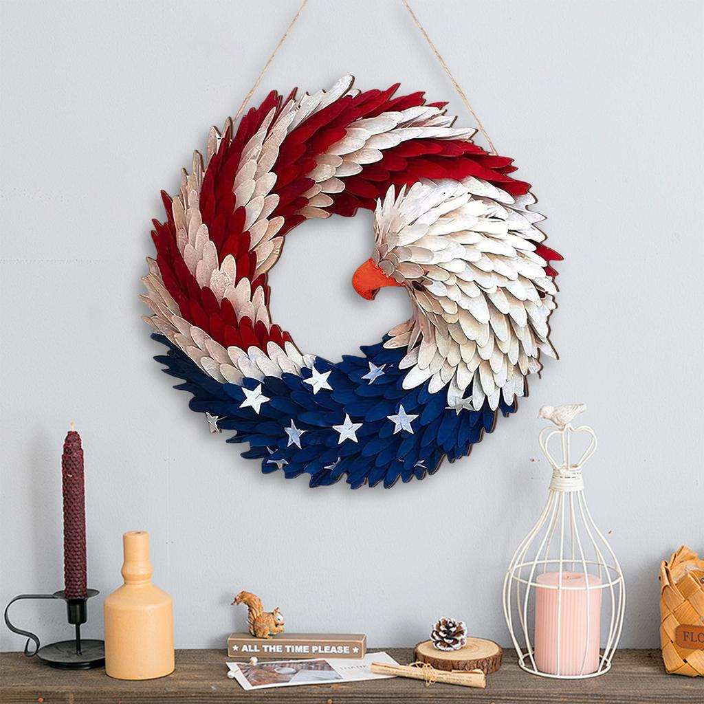 American Eagle Flag Patriotic Wreath 2026 USA 250 Decorations 2d Memorial Day Wreath for 4th of July for Front Door Wall Decor