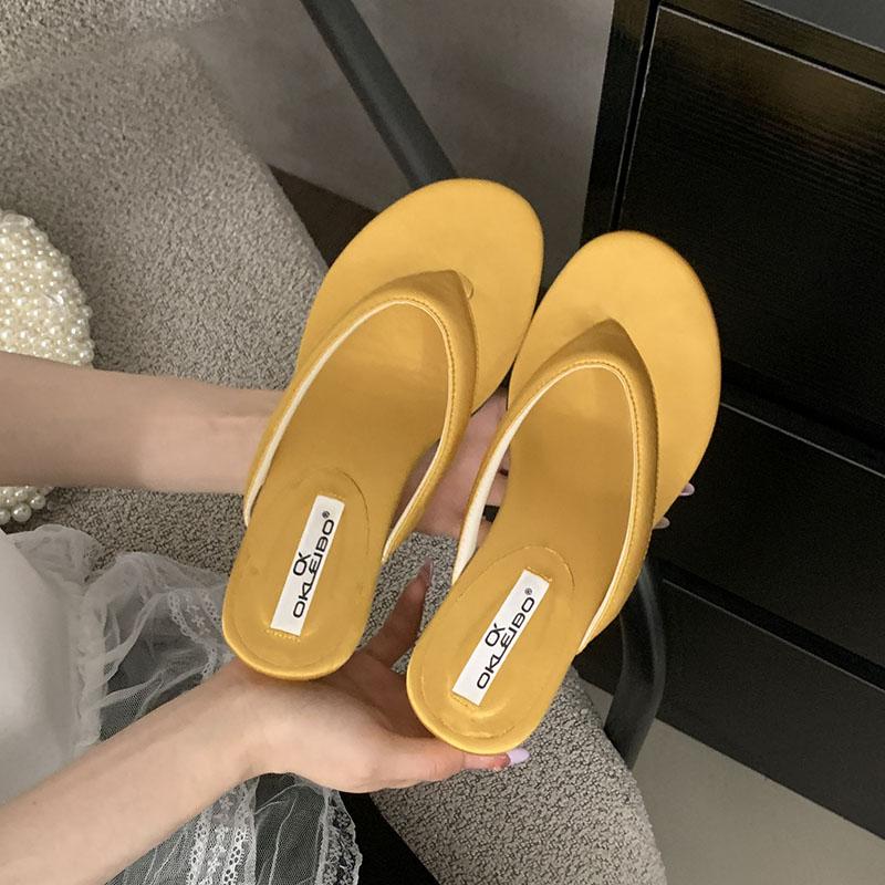 Fashion Fashion Round Toe Women Wedges Slippers Shoes Summer Beach Flip flops Female Heeled Slippers Sandals Slides Shoes For Ladies