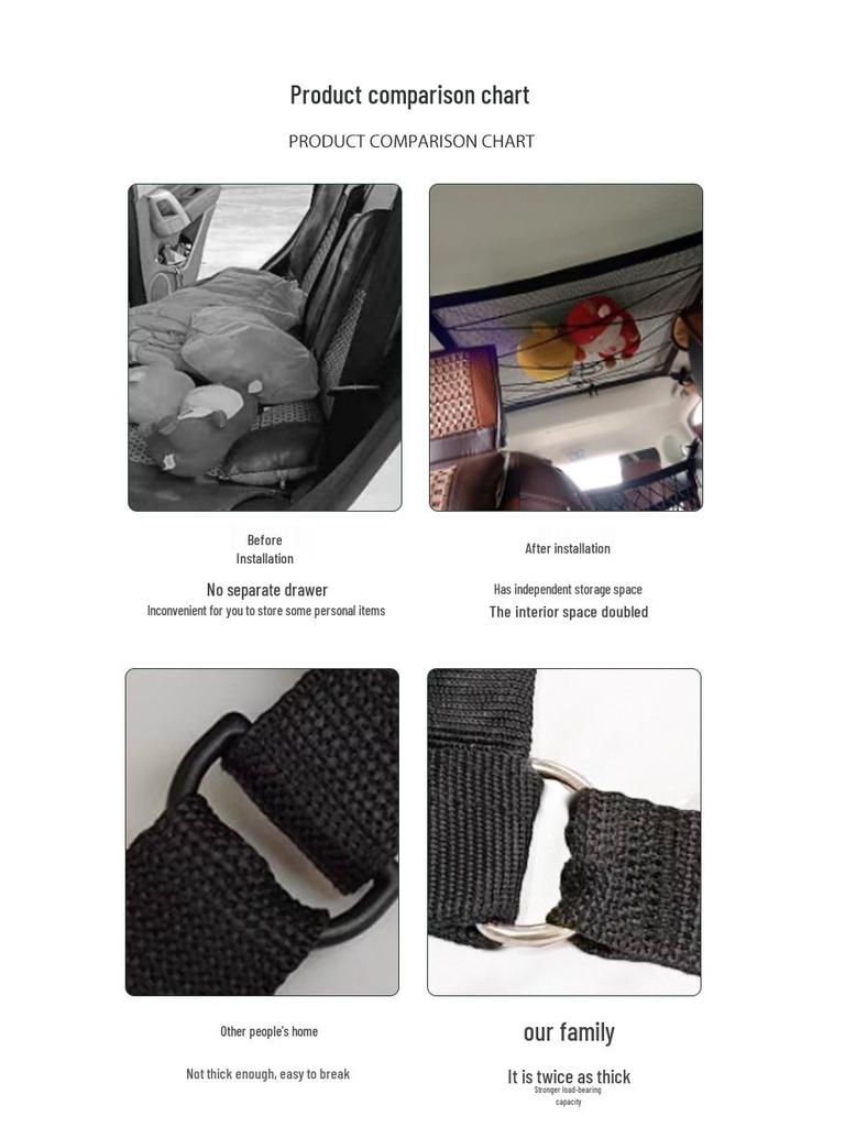 Car Roof Double-Layer Storage Mesh Organizer Bag