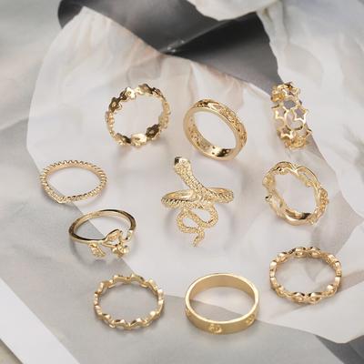 Ensemble de bagues Vintage serpent à fleurs pour femmes, bague de fête noire à la mode, bijoux de mariage pour les doigts