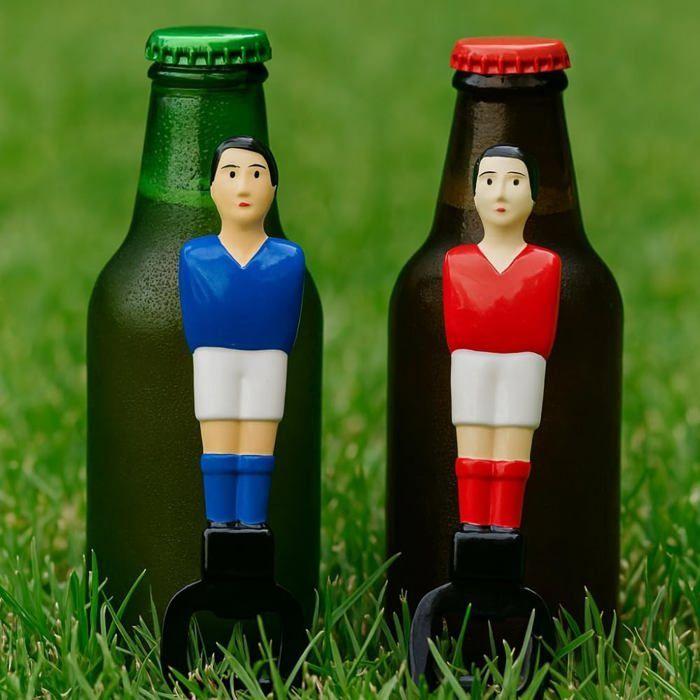 Flaschenöffner Tischfußballspieler Farbe Rot oder Blau Kompaktes und originelles Modell Zubehör für einen lustigen und designorientierten Aperitif