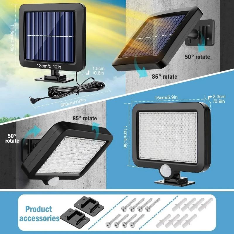 LED Solar Lights Split Wall Lamp Motion Sensor Sunlight Light 3 Mode Outdoor Waterproof Emergency Street Garden Security Light