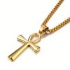 Egyptian Ankh Cross Necklaces Pendants Gold Color Stainless Steel Hieroglyphs Amulet Necklaces For Women Men Egypt Jewelry Gifts