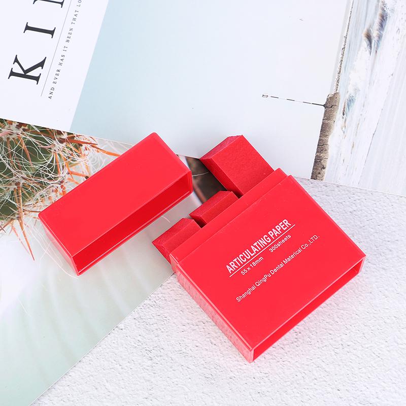 

Бумага для артикуляции стоматологическая Bausch двусторонняя синяя 300 полосок 200 микрон D8S6 красный