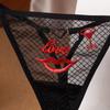 Sexy Plaid Perspective Thong Women's Hot Hollowed-out Embroidered Love Diamond Jewelry Beautiful Buttocks Low Waist Thin Belt Seduction Panties