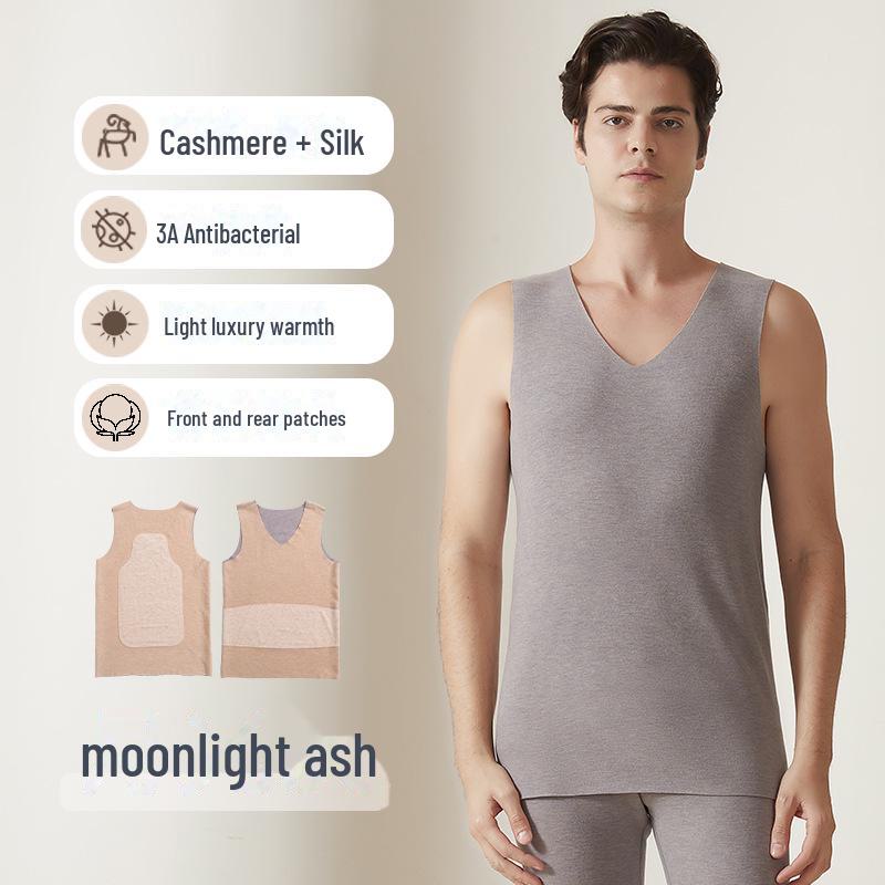 Men's Silk-Cashmere Antibacterial Seamless Warm Vest for Autumn and Winter