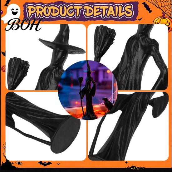 Resin Witch Sculpture for Desk Gothic Cat Statue Home Decor, Timeless Aesthetic Pieces Figurine, Mystical Tabletop Ornament Office Living Room,