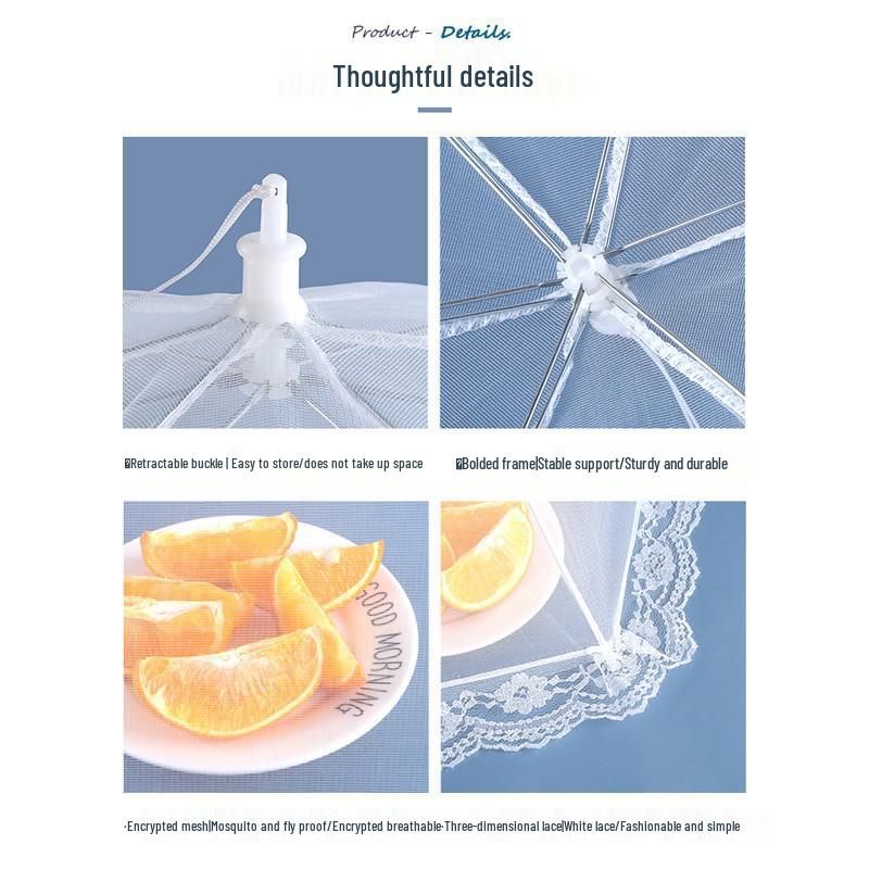 White Foldable Mesh Food & Table Cover - Mosquito & Dust Proof, Transparent Picnic & Vegetable Protector