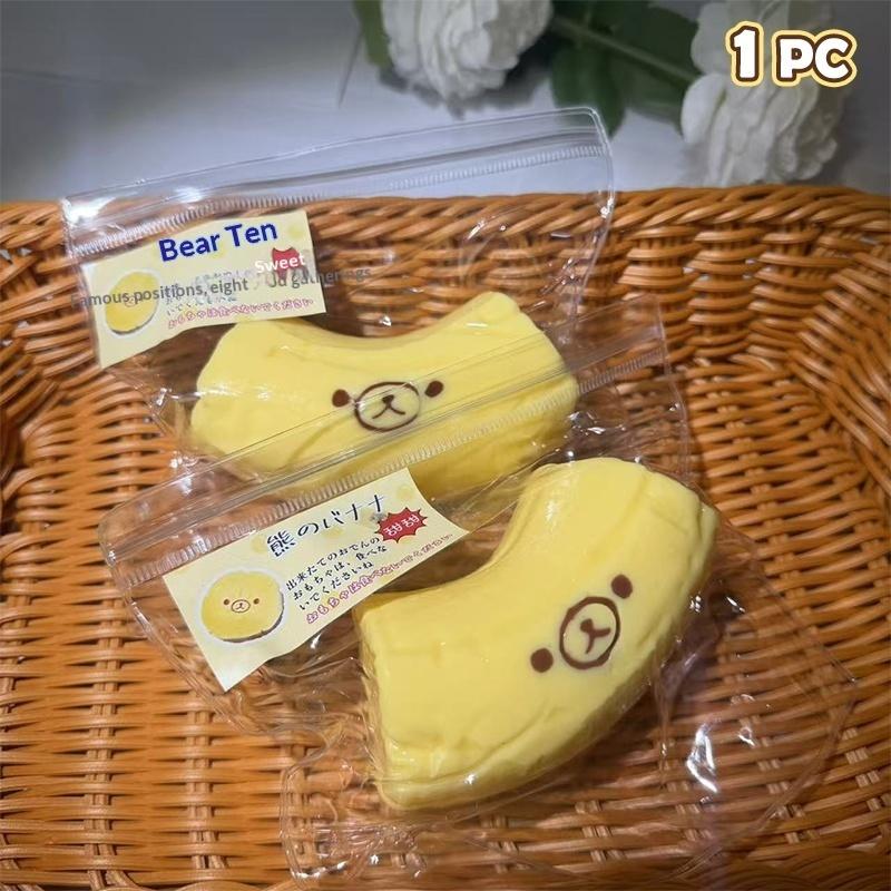 1Pcs Banana Bear Silicone Butter Texture Soft Stress Relief Squeeze Fidget Toy Portable Decompression Gift