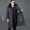 Men's Winter Wool Overcoat with Real Fur Collar and Detachable Liner - Knee-Length Jacket for Middle-Aged and Elderly