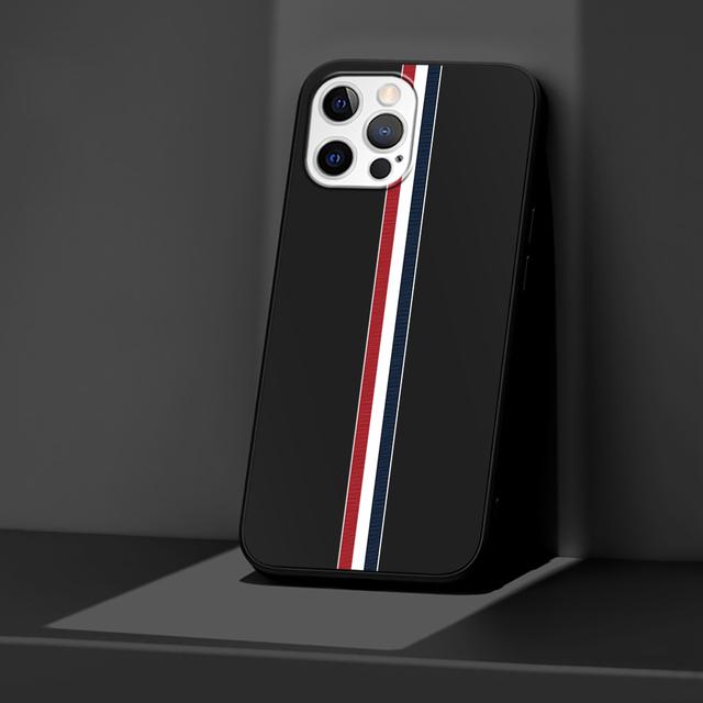 Custodia per telefono per Apple Iphone 14 11 13 Pro Max 12 Mini Xr 7 8 + Se 2020 Xs 6 6s Plus Sport Strisce di marca Cover in silicone nero