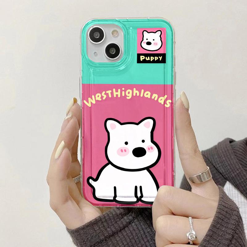 Cute cartoon puppy for iPhone17promax mobile phone case Apple 15 airbag 14/13 factory 16th generation