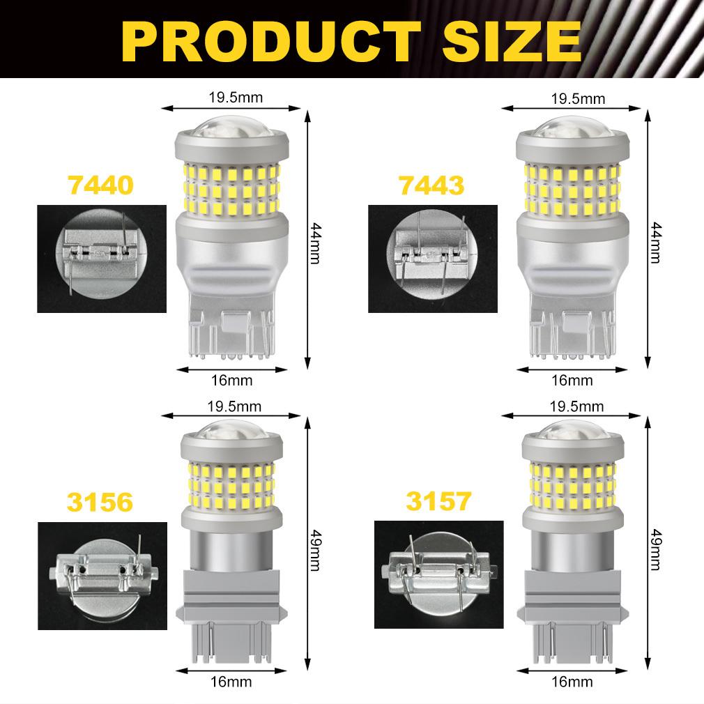 2Pcs P21W Led 1156 T20 W21/5W 7443 P21/5W T25 2000LM Car Bulbs 7440 BA15S BAY15D BAU15S PY21W Auto DRL Light 1157 3157 Reverse Turn Signal Brake Lamp