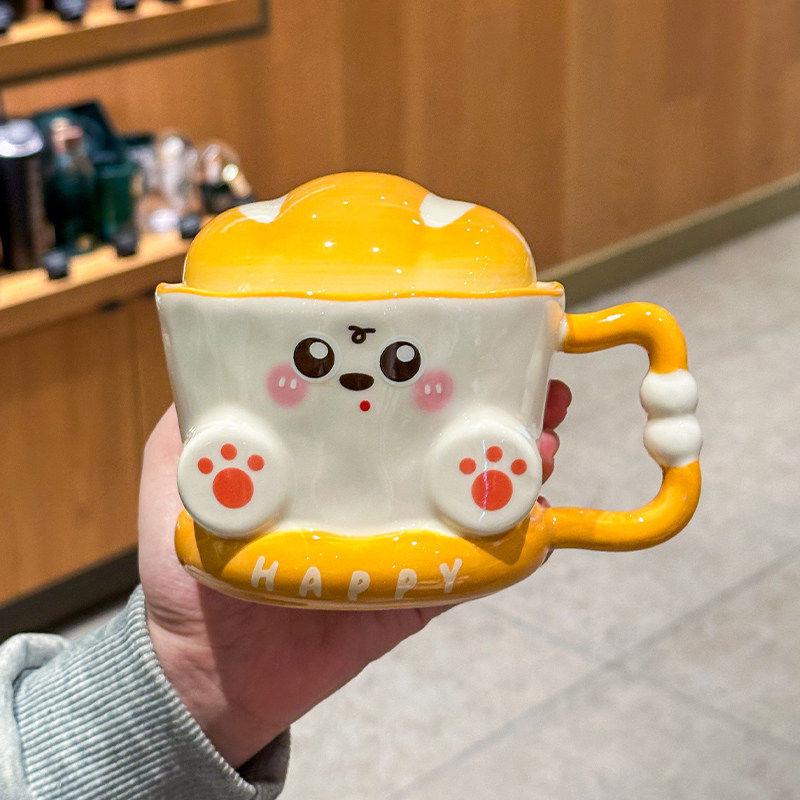 Cute Bread Ceramic Mug: Practical Souvenir for Boys & Girls with Creative Gift Box