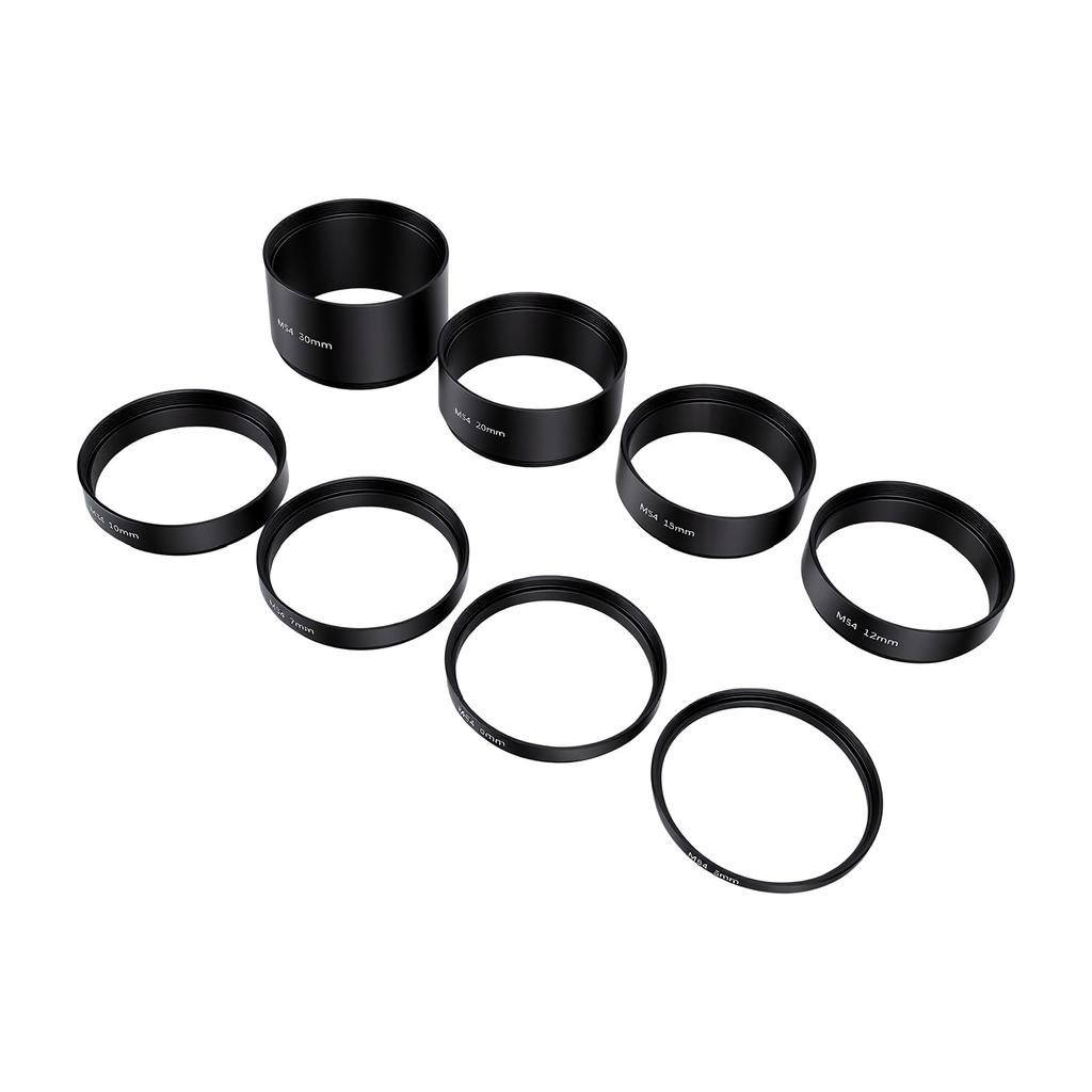 8PCS Black Telescope Extension Tube M54x0.75 Stackable Threaded Dazzle Proof Astronomical Telescope Spacer Kit