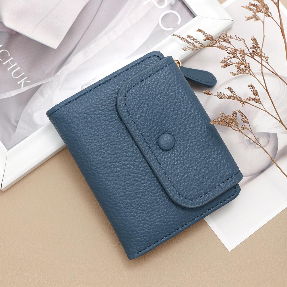

Women s Stylish Lychee Pattern Zipper Coin Purse & Multi-functional Card Holder Wallet синий