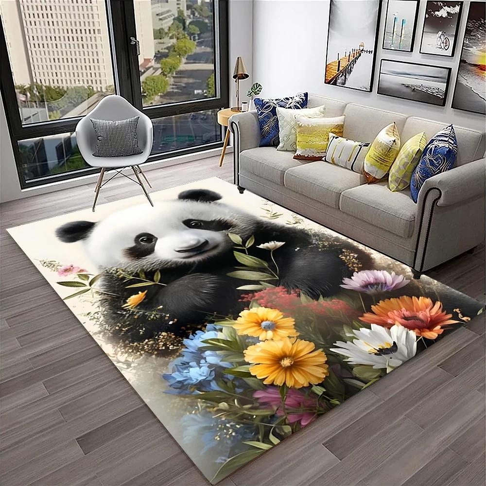 3D Cartoon Cute Panda Animal Child Play Carpet Rug for Home Living Room Bedroom Sofa Doormat Decor,Area Rug Non-slip Floor Mat