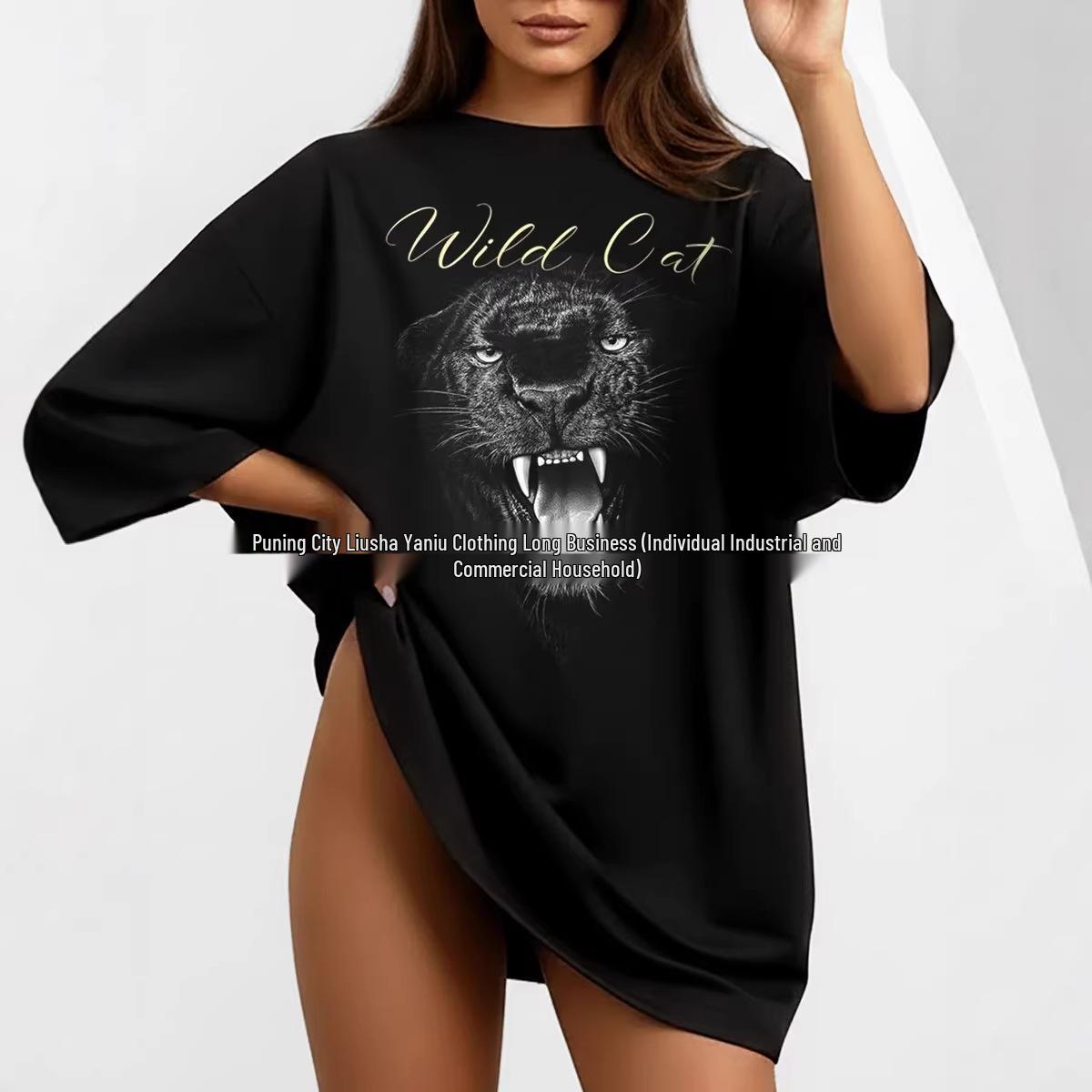 100% Cotton Short-Sleeve American Style T-Shirt: Trendy Versatile Street Chic BF Style S чёрный