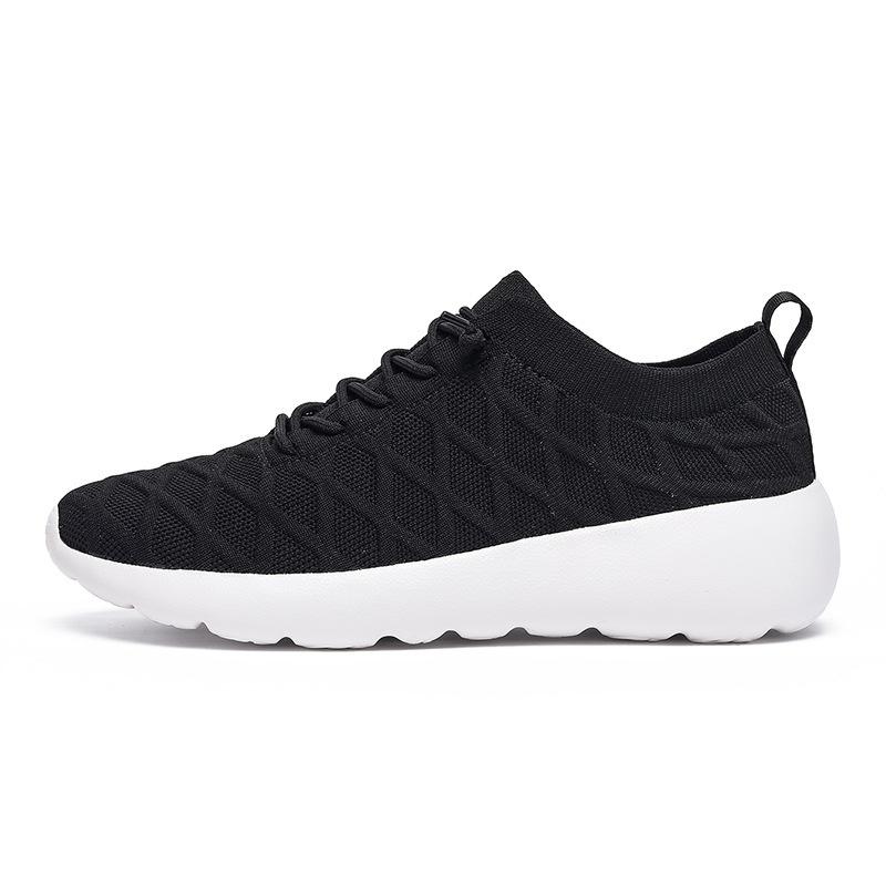 Spring lace-up cushioning running shoes men's and women's large-size fly-woven casual sports shoes