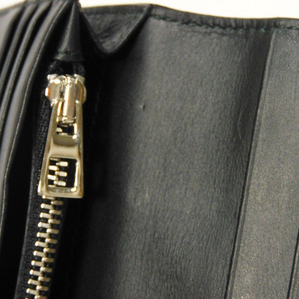 Used 12695 Linen Long Horizontal Wallet 101.79.978 7940 Textured Calfskin Bifold Anagram Embossed Black Men's from