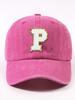Fuchsia Pink Letter E Patch Casual Dad Hat Adjustable Unisex Outdoor Sun Visor Cap