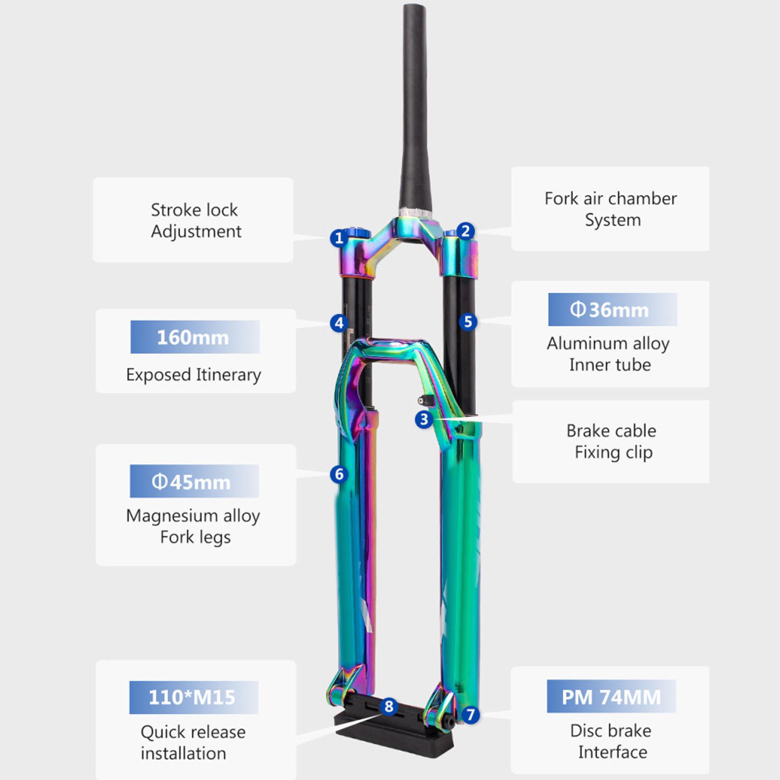 Off Road Bike Suspension Fork Bike Pneumatic Front Fork Aluminum Alloy Pneumatic Fork