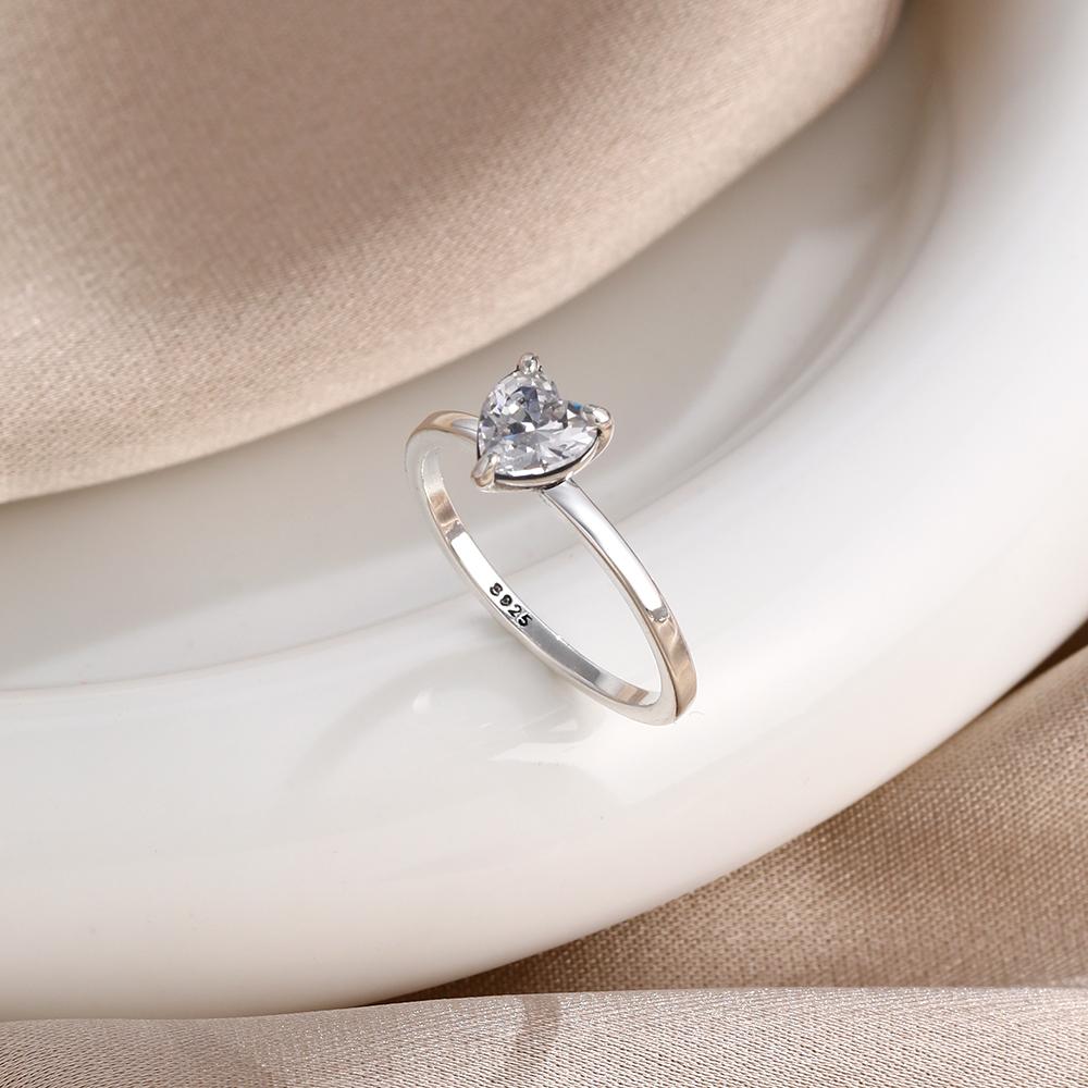 Nuevos anillos de plata de ley 925 con dije en forma de corazón rojo para mujer, joyería fina, regalos de moda para mamá.