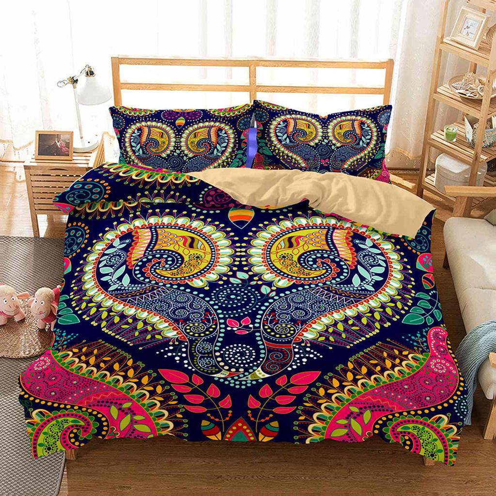 Bohemian Style Bedding Set Duvet Cover With Pillowcase King Size Comfortable Dedding A Bedroom Suitable For Placing A Large Bed