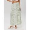 Damen Midi-Rock mit Print, Elastischer High-Waist Fließender A-Linien-Rock