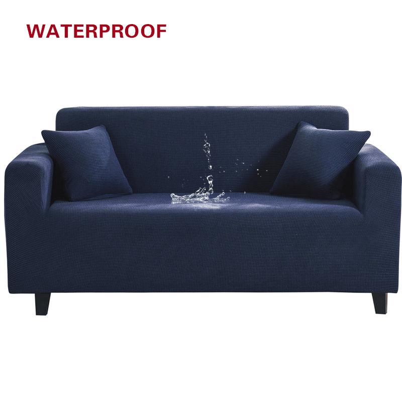 

Эластичный чехол для дивана, водонепроницаемый однотонный, эластичный чехол, универсальный эластичный чехол для дивана, чехлы для диванов для гостиной 1-seat 90-140cm тёмно-синий