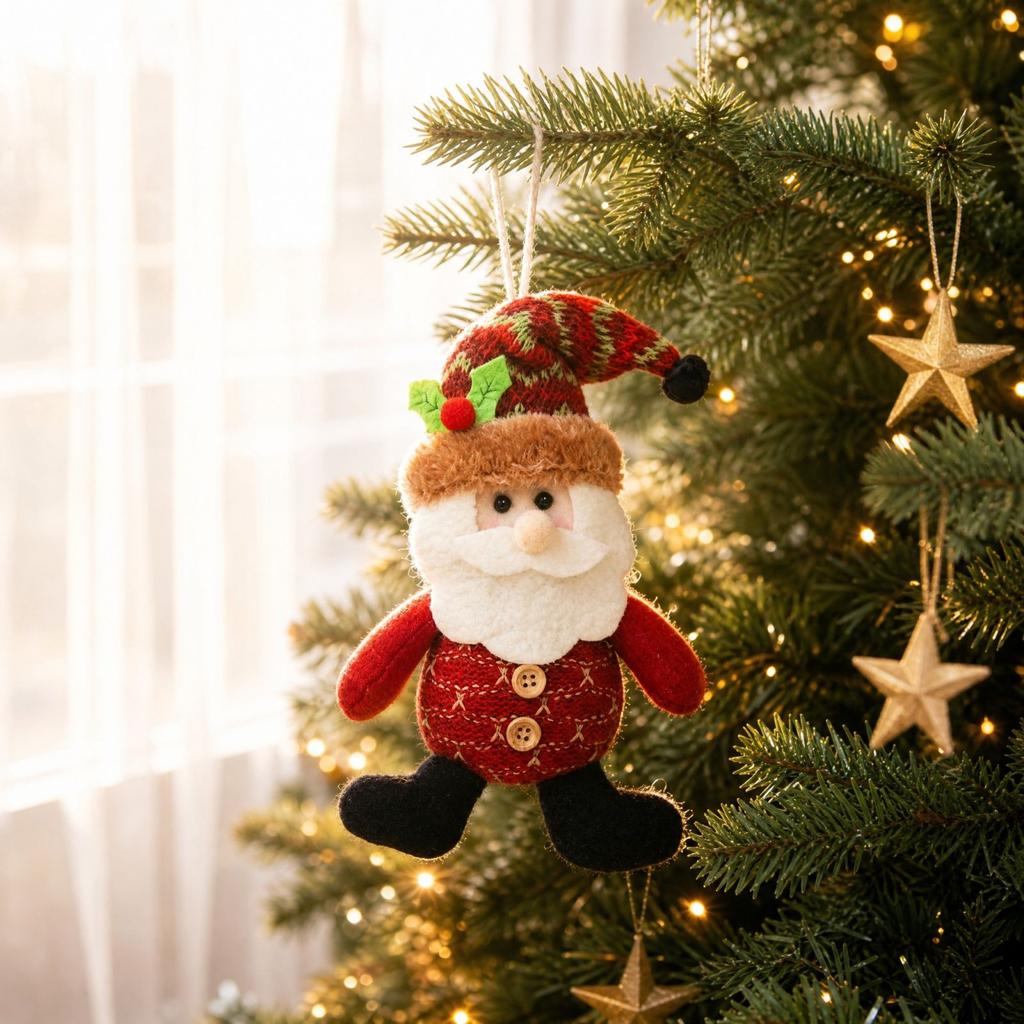 Christmas Hanging Ornaments, Fabric Dancing Figurines, Santa and Snowman Dolls, Christmas Tree Accessories for Holiday Scene Decor