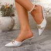 Women's Summer Stiletto Closed-Toe Slip-On Mule Sandals, High-Heel European Style, Available In Large Sizes.