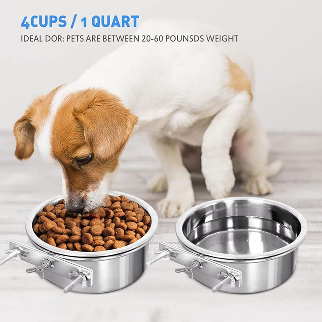 Cage Cats Water Food Dispenser Bowl for Small Animals Rabbit Stainless Steel for Pets Cage Mount Hanging Bowls