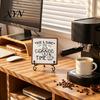 Cafe Store Decorations Coffee Themed Wooden Tabletop Sign, Rustic Kitchen Bar Plaque with Iron Station Accessories Stand, Farmhouse Home Dining