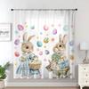 Single Panel Easter Bunny Curtain Rabbit Egg Pattern Pole Window Spring Kids Room Decor Sheer Polyester