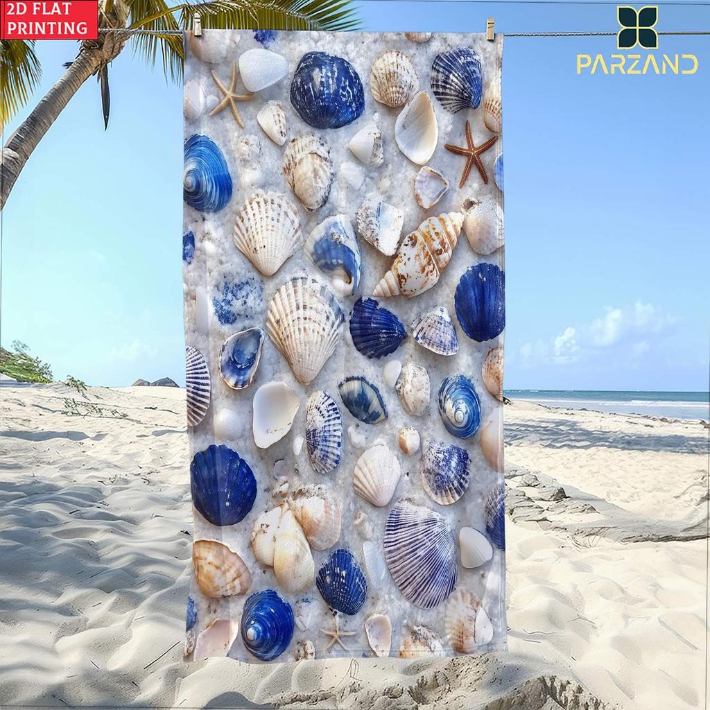Beach Theme Beach Towel Starfish Shell Printing Microfiber Quick Drying Absorbent Large Bath Towel