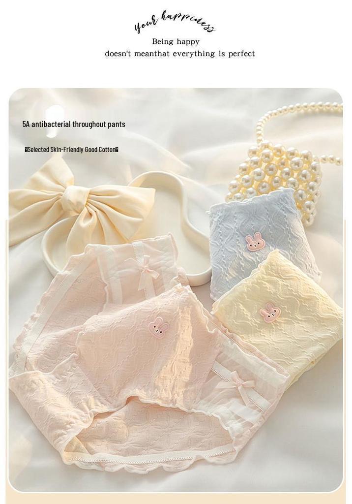 Ladies' Breathable Cartoon Cotton Underwear - Comfortable Antibacterial Waistband Triangle Pants