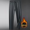 Men's Plus Size Autumn Fleece-Lined Sweatpants - Elastic Waist, Straight Leg Casual Pants